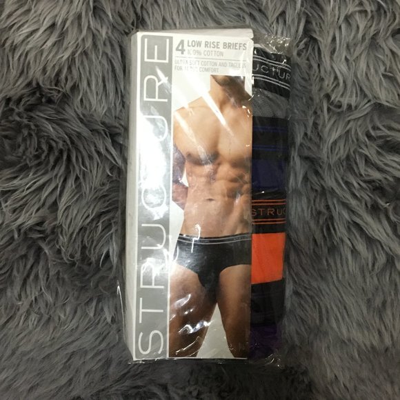 Structure | Men's Low Rise Briefs | 4 Pack  Multicolour | Size Large - Picture 1 of 2